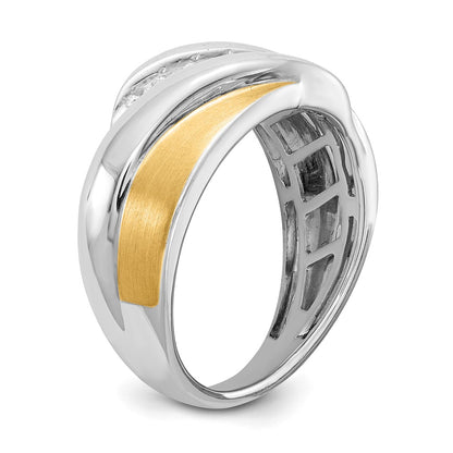 0.33ct. CZ Solid Real 14k White & Yellow Gold Men's Ring