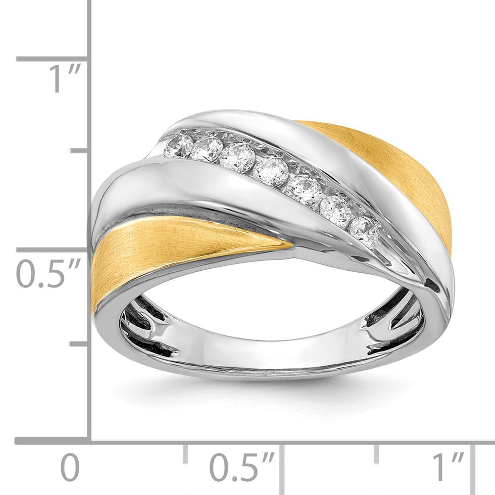 0.33ct. CZ Solid Real 14k White & Yellow Gold Men's Ring