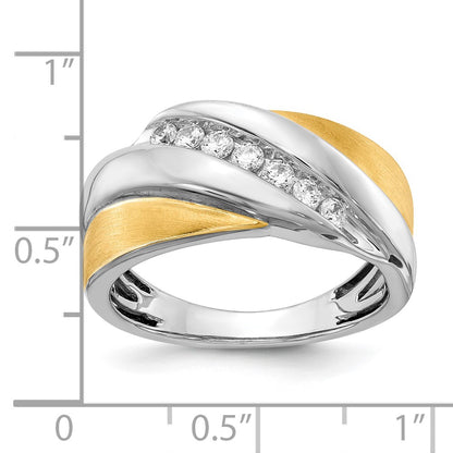 0.33ct. CZ Solid Real 14k White & Yellow Gold Men's Ring