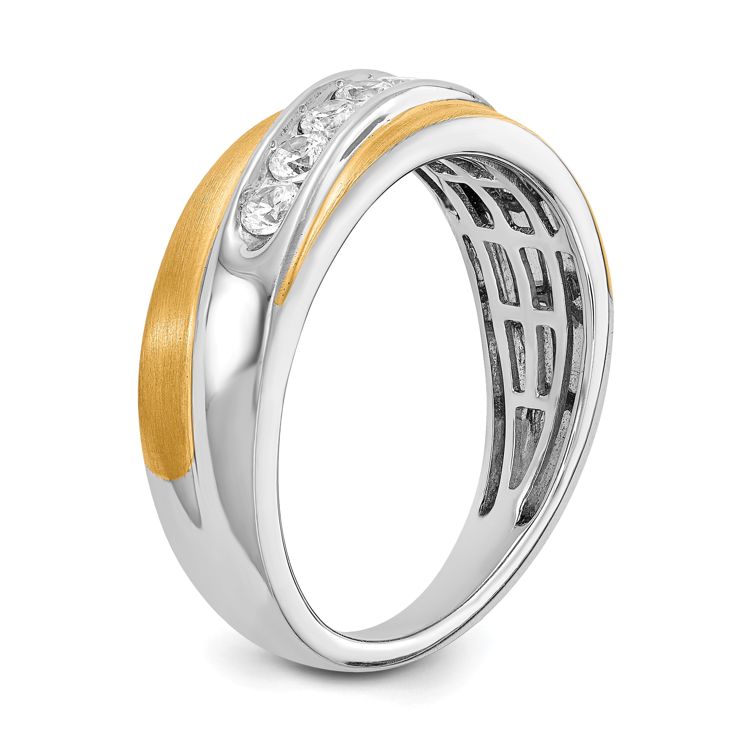 0.50ct. CZ Solid Real 14k White & Yellow Gold Men's Ring