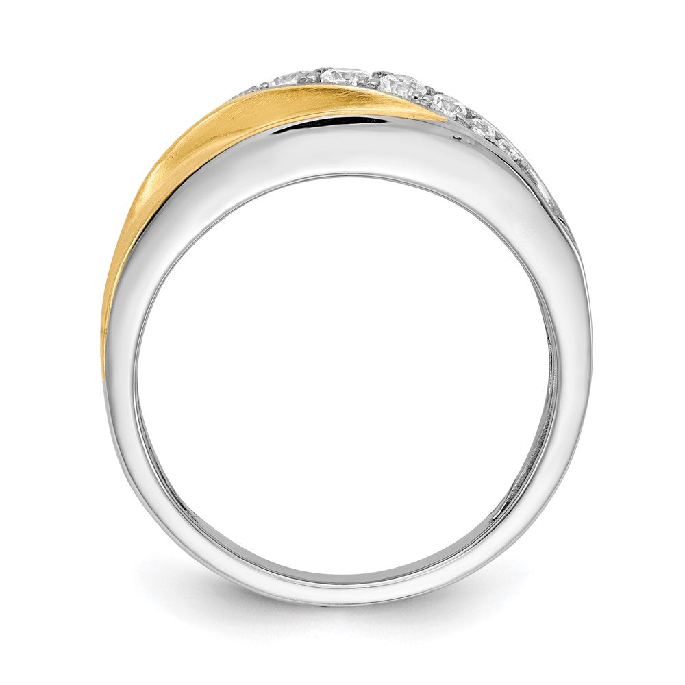 0.33ct. CZ Solid Real 14k White & Yellow Gold Men's Ring
