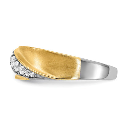 0.33ct. CZ Solid Real 14k White & Yellow Gold Men's Ring