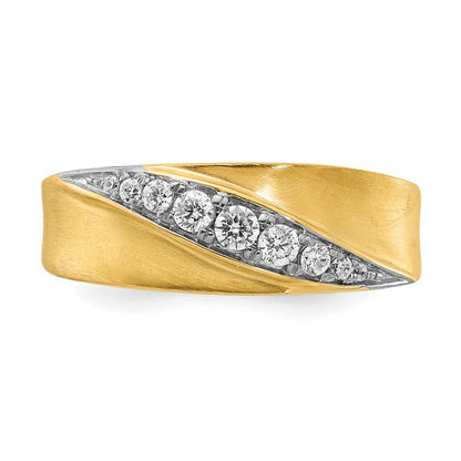0.33ct. CZ Solid Real 14k White & Yellow Gold Men's Ring