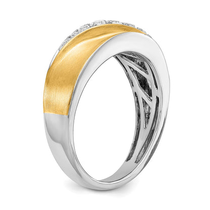 0.33ct. CZ Solid Real 14k White & Yellow Gold Men's Ring