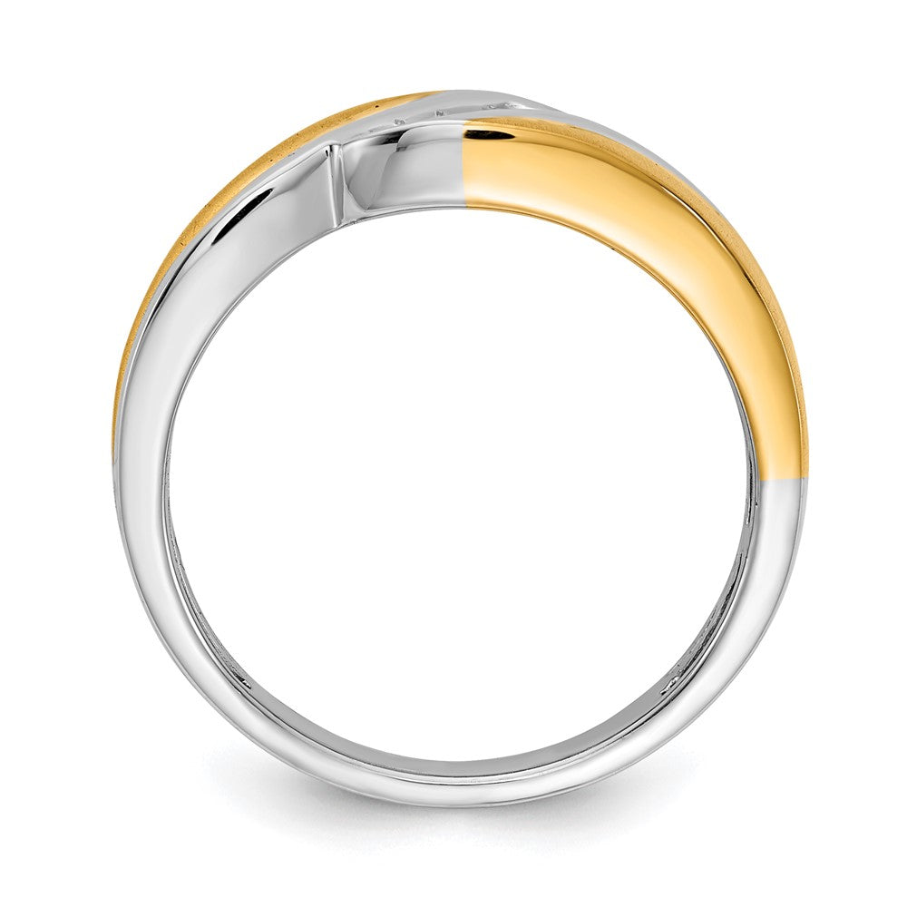 0.10ct. CZ Solid Real 14k White & Yellow Gold Men's Ring