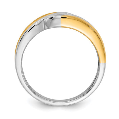 0.10ct. CZ Solid Real 14k White & Yellow Gold Men's Ring