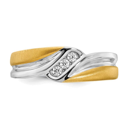 0.10ct. CZ Solid Real 14k White & Yellow Gold Men's Ring