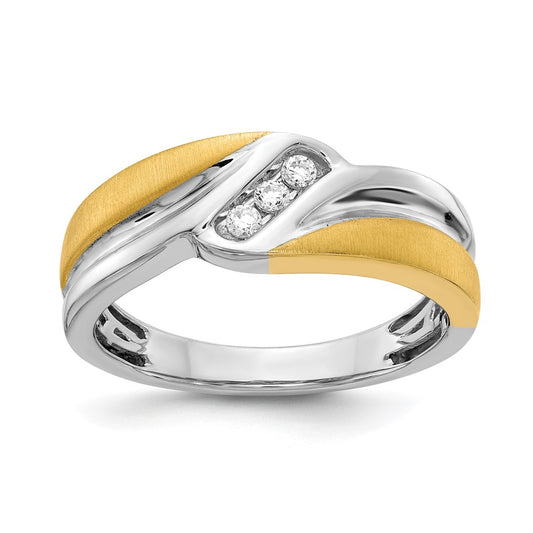 14k White & Yellow Gold Real Diamond Men's Ring