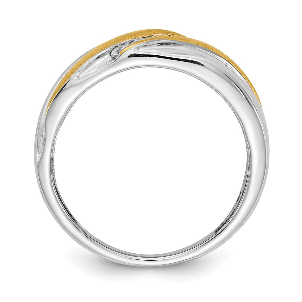 0.25ct. CZ Solid Real 14k White & Yellow Gold Men's Ring
