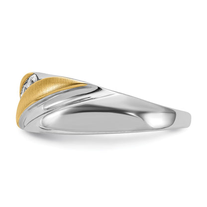 0.25ct. CZ Solid Real 14k White & Yellow Gold Men's Ring