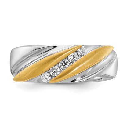 0.25ct. CZ Solid Real 14k White & Yellow Gold Men's Ring