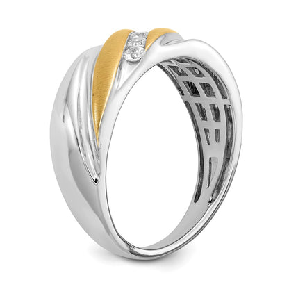 0.25ct. CZ Solid Real 14k White & Yellow Gold Men's Ring