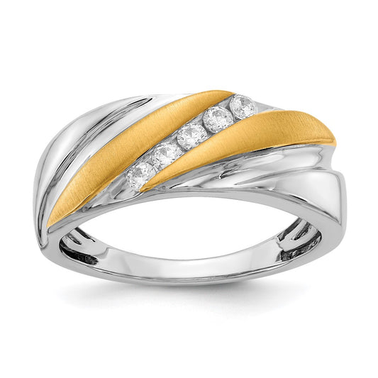 14k White & Yellow Gold Real Diamond Men's Ring