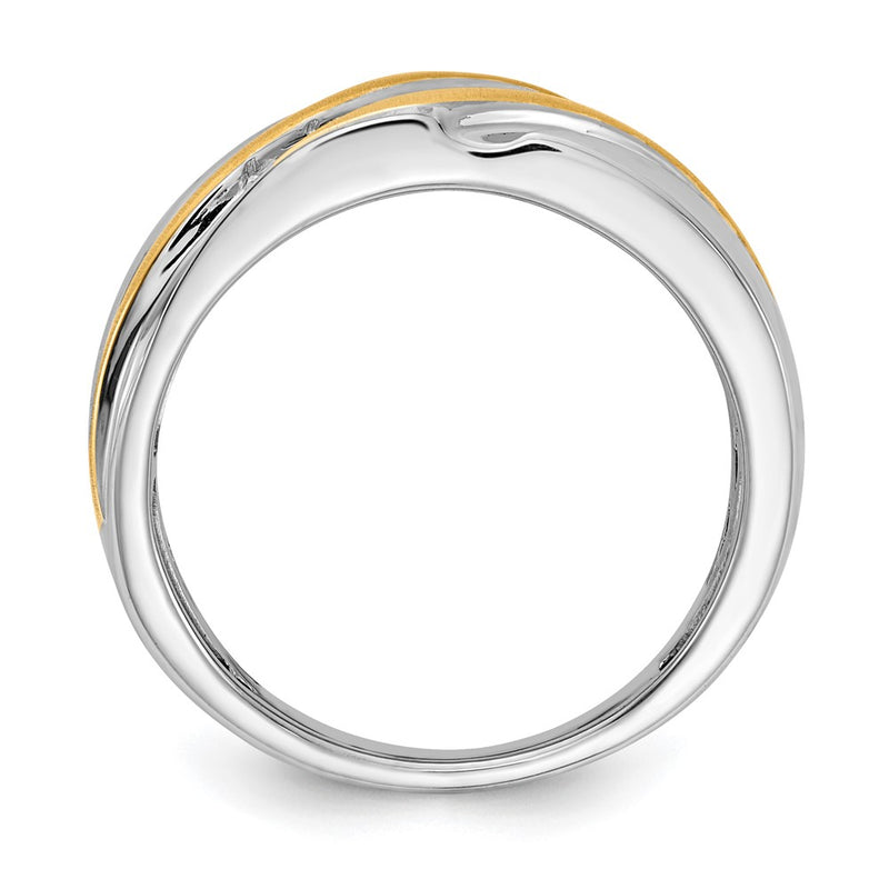 14k white yellow gold real diamond mens ring satin: up down rm3680b 025 wyaa