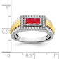 14k Two-Tone Gold Ruby and Real Diamond Mens Ring