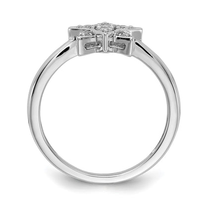 14k White Gold Real Diamond Star Ring