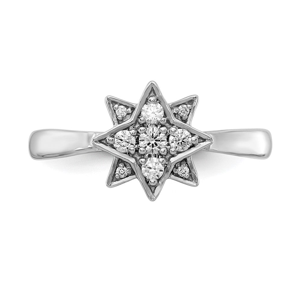 14k White Gold Real Diamond Star Ring