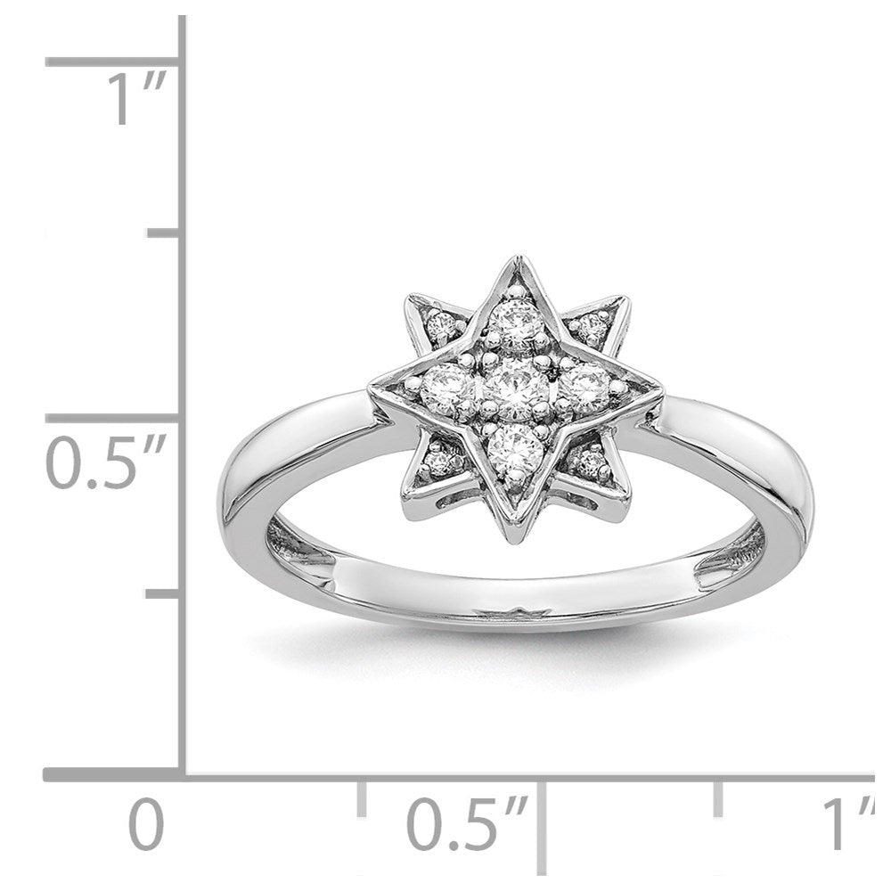 14k White Gold Real Diamond Star Ring