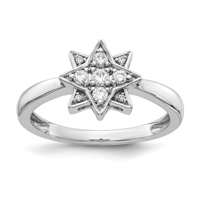 14k White Gold Real Diamond Star Ring