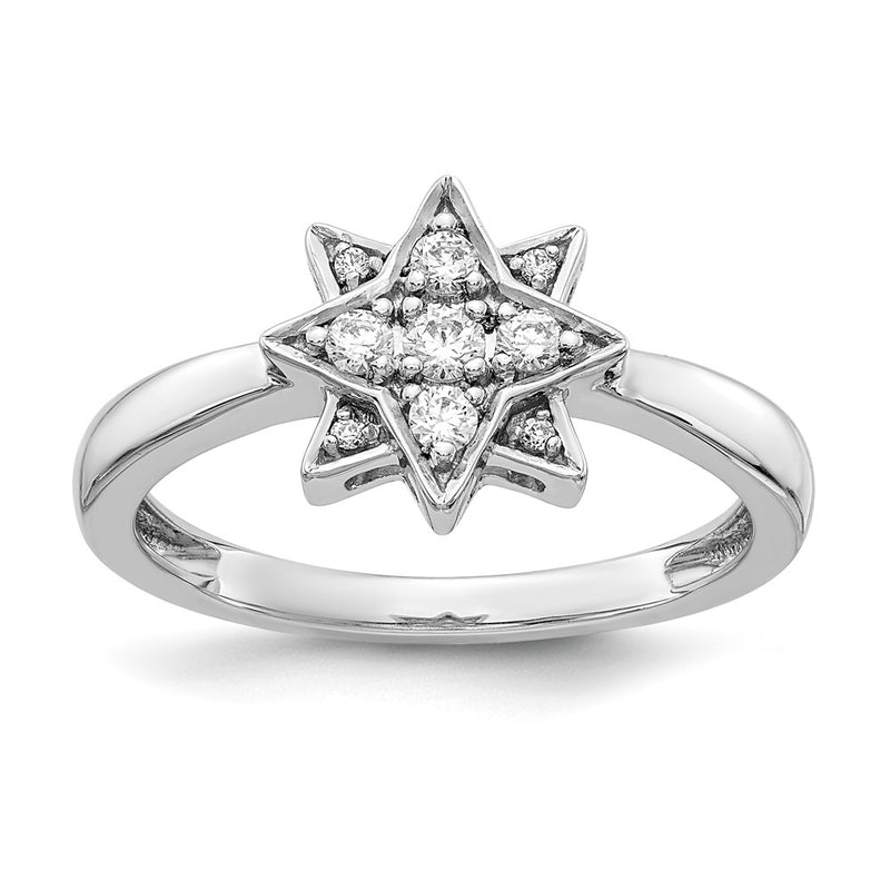 14k White Gold Real Diamond Star Ring