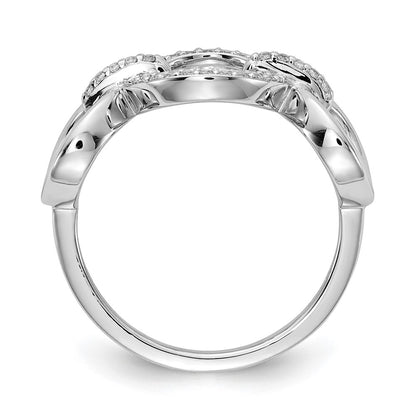 14k White Gold Real Diamond Fancy Circles Ring