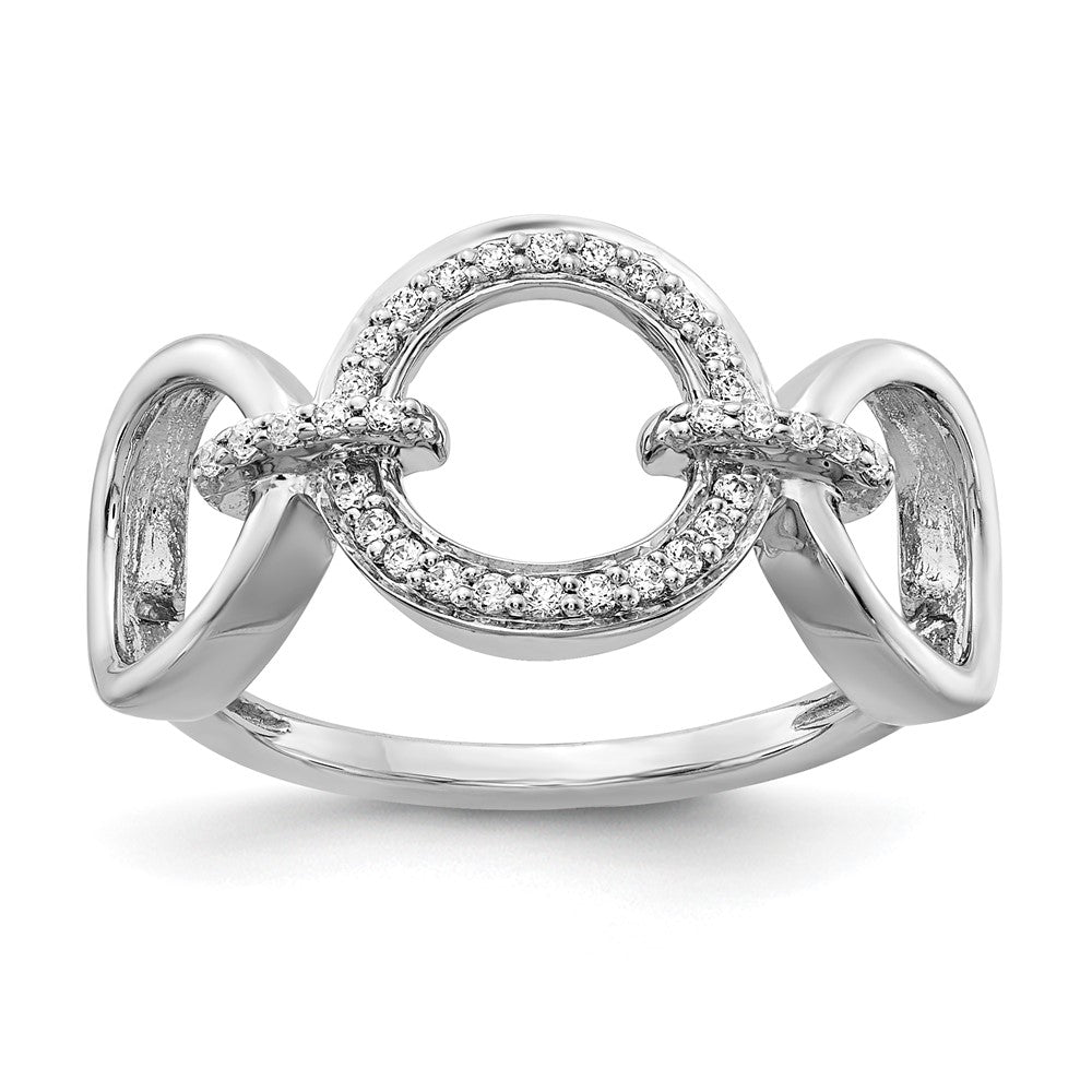 14k White Gold Real Diamond Fancy Circles Ring