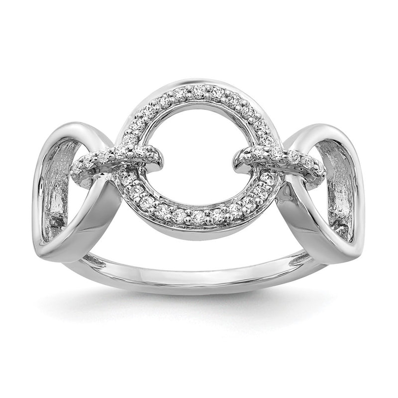 14k White Gold Real Diamond Fancy Circles Ring