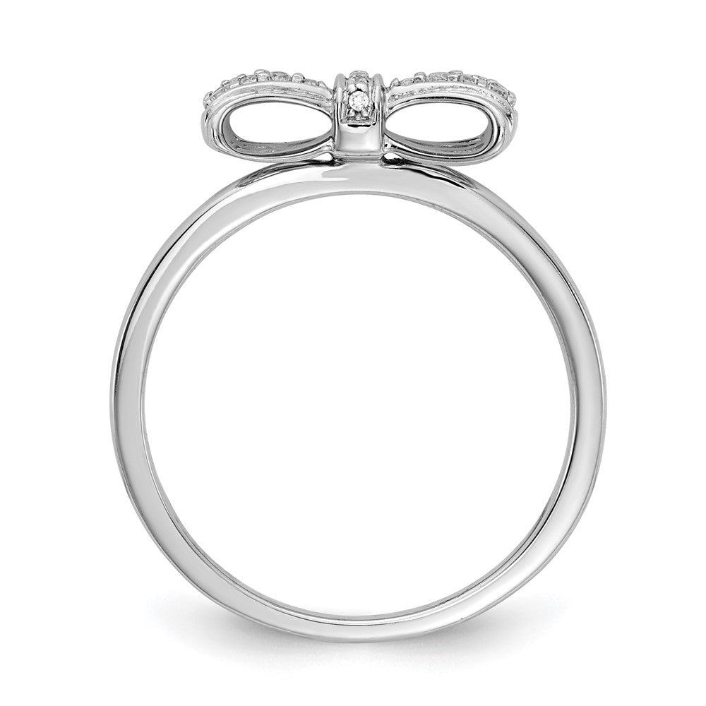 14k White Gold Real Diamond Bow Ring
