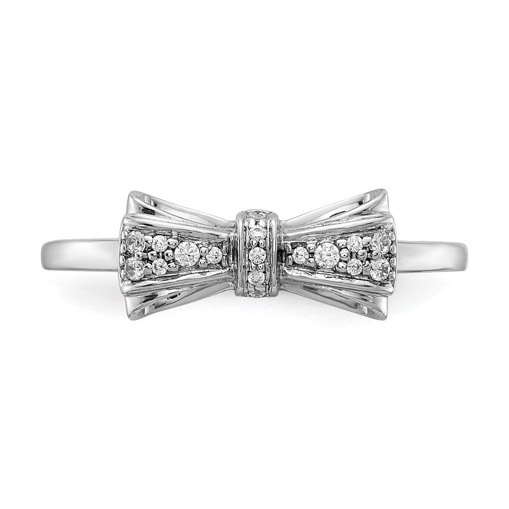 14k White Gold Real Diamond Bow Ring