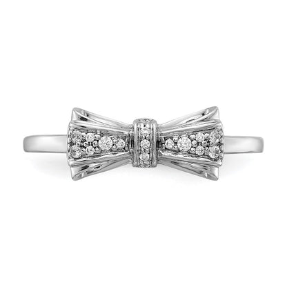 14k White Gold Real Diamond Bow Ring