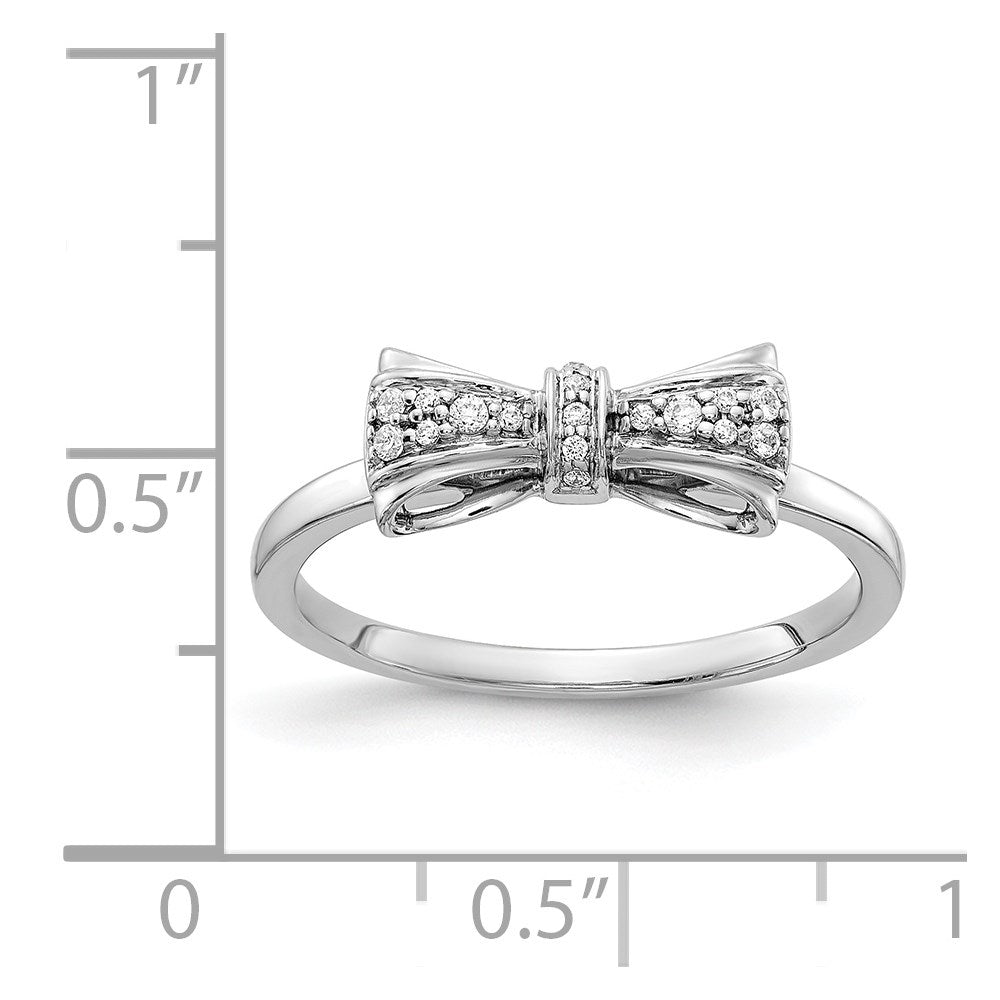 Solid 14k White Gold Simulated CZ Bow Ring
