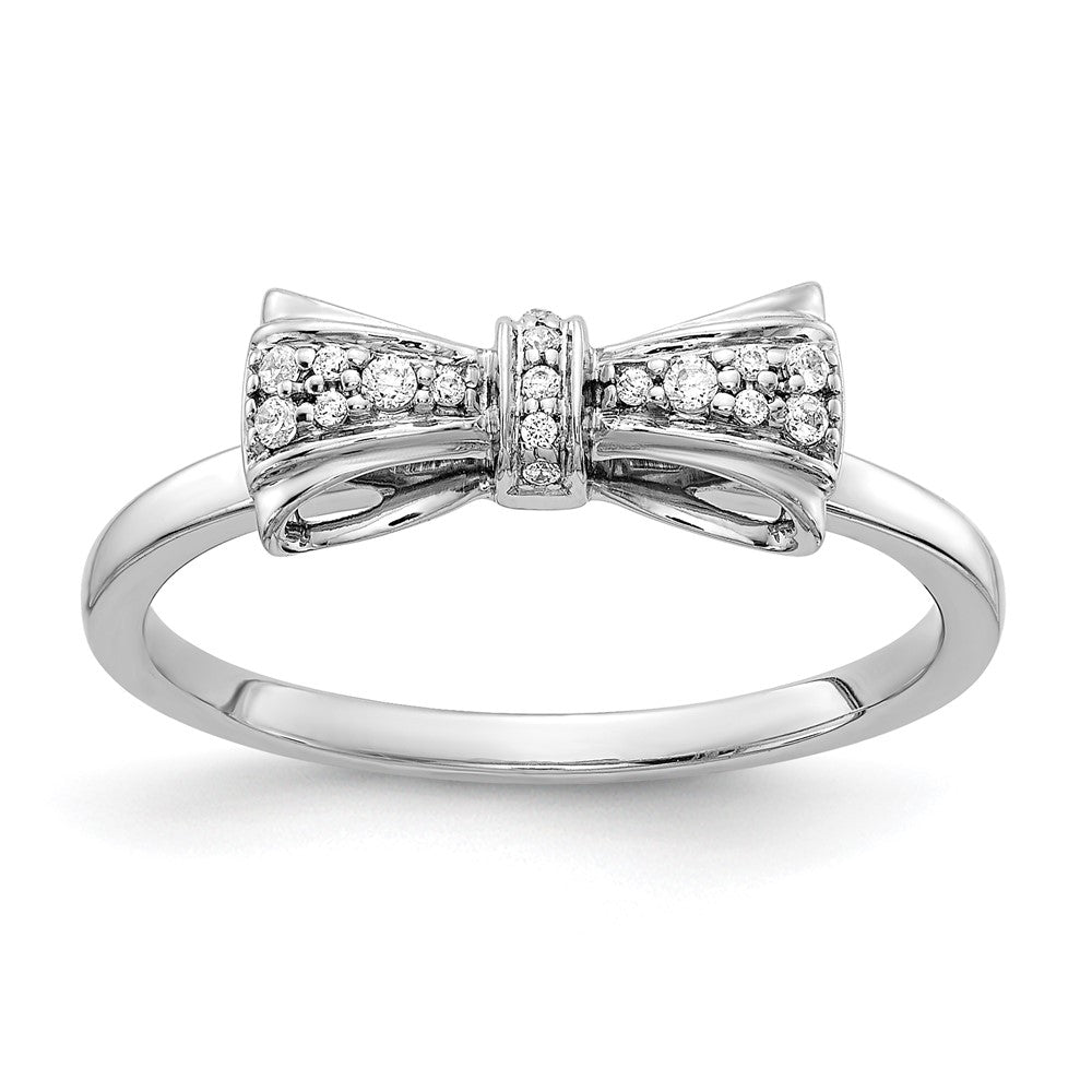14k White Gold Real Diamond Bow Ring