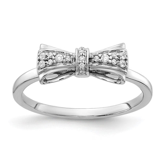 14k White Gold Real Diamond Bow Ring