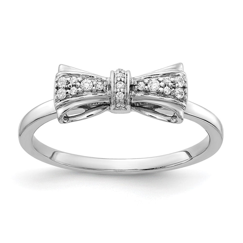 14k White Gold Real Diamond Bow Ring