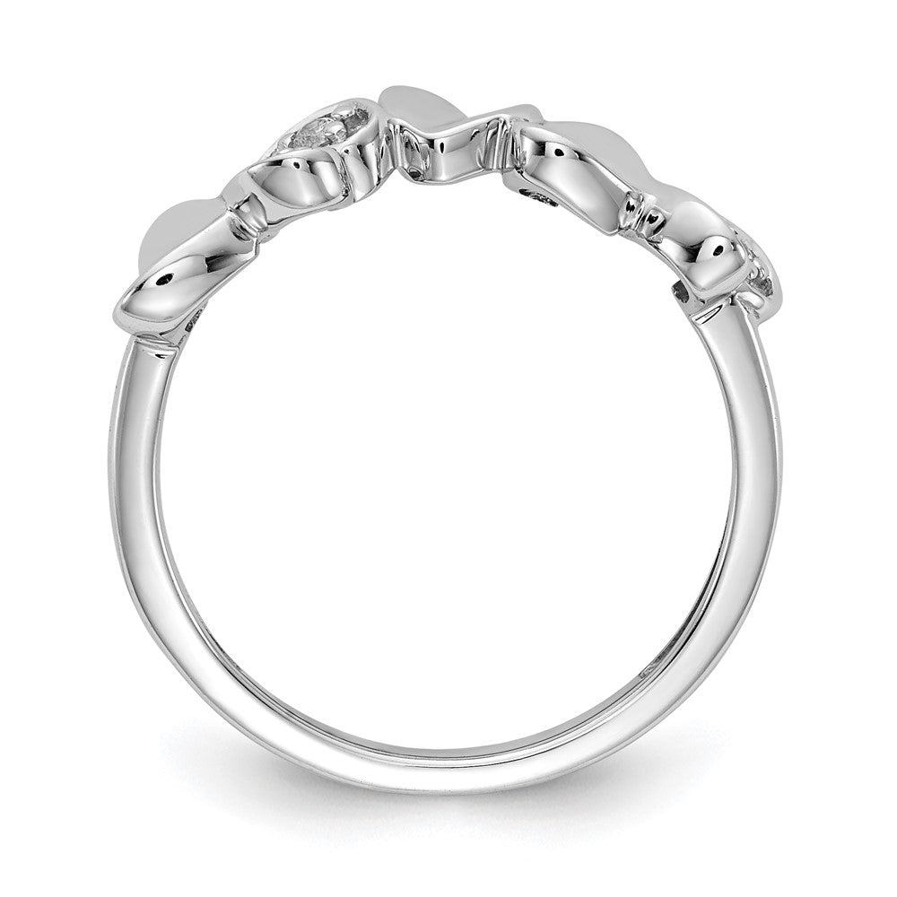 14k White Gold Real Diamond Fancy Hearts Ring
