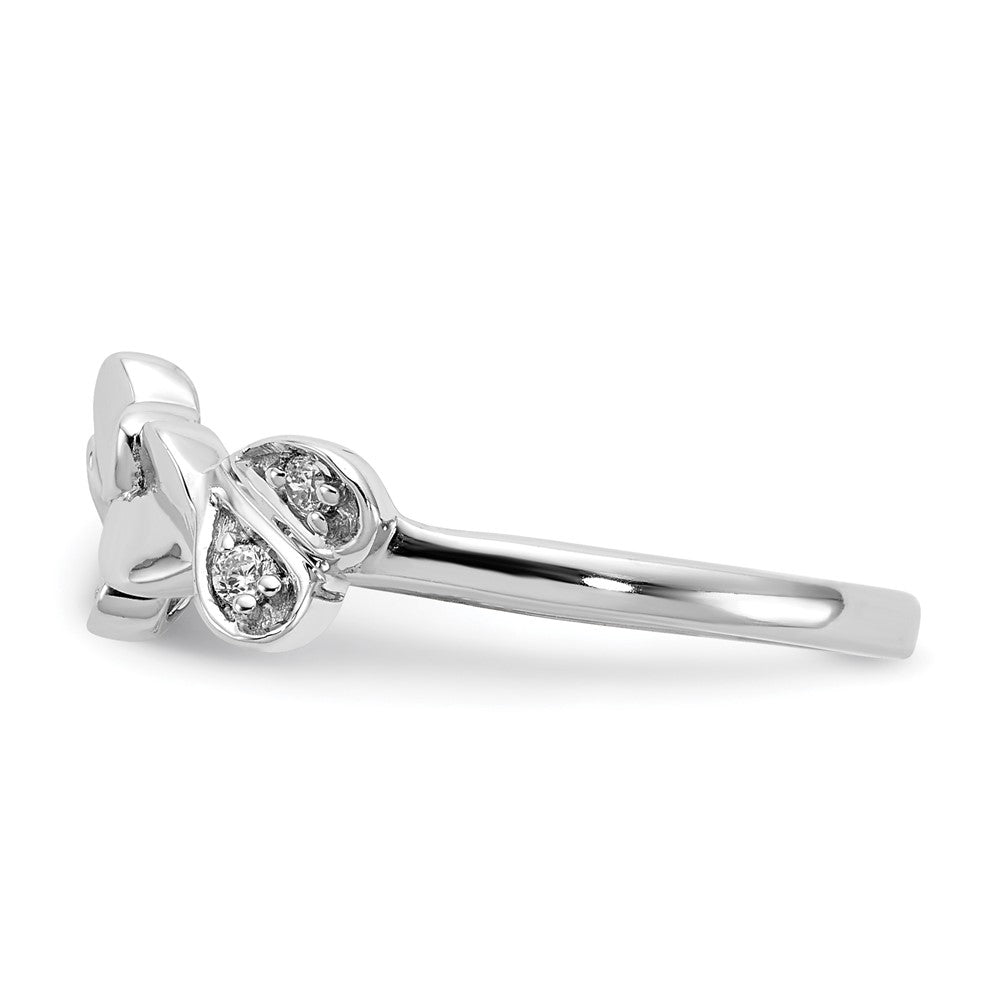 14k White Gold Real Diamond Fancy Hearts Ring