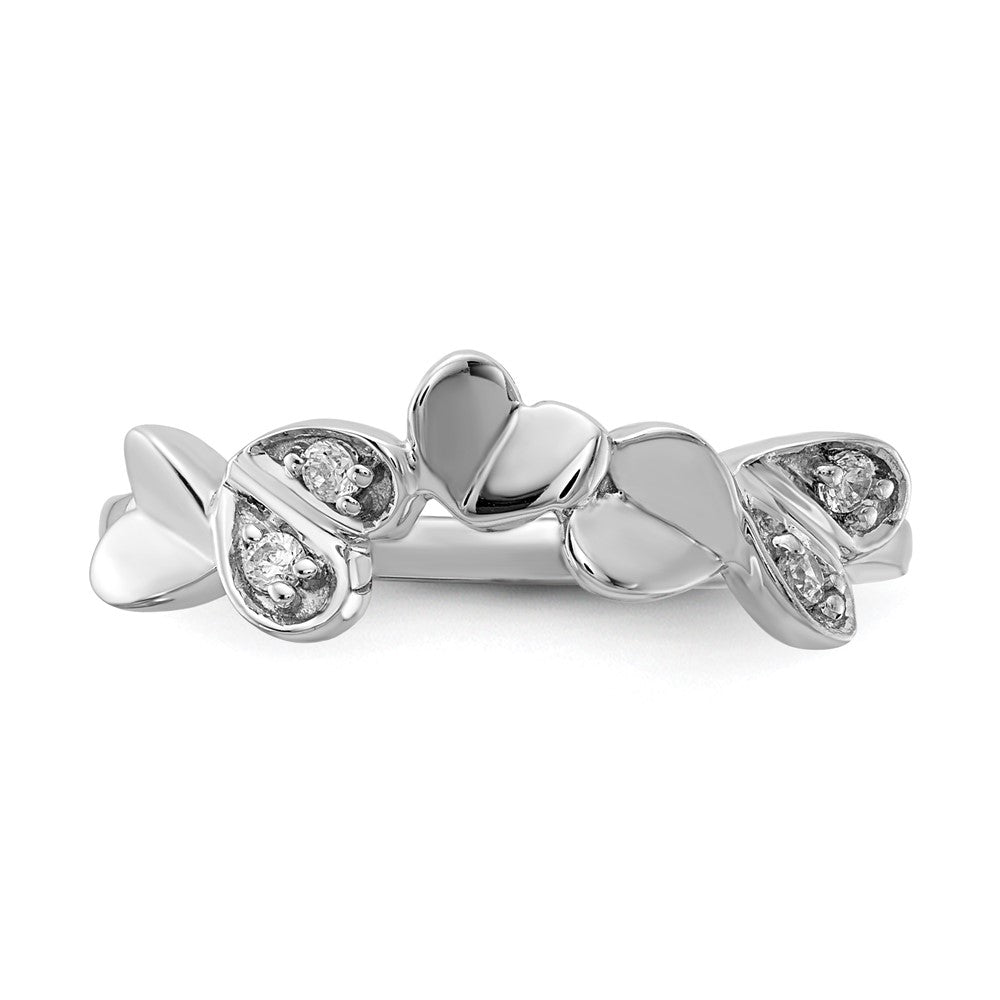 14k White Gold Real Diamond Fancy Hearts Ring