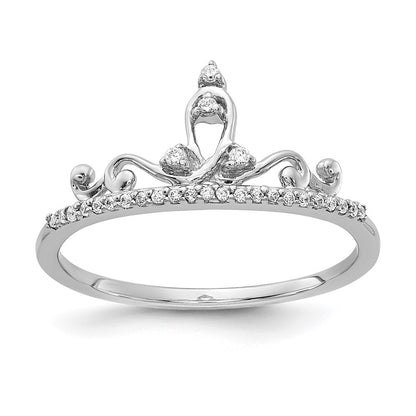 14k White Gold Real Diamond Tiara Ring