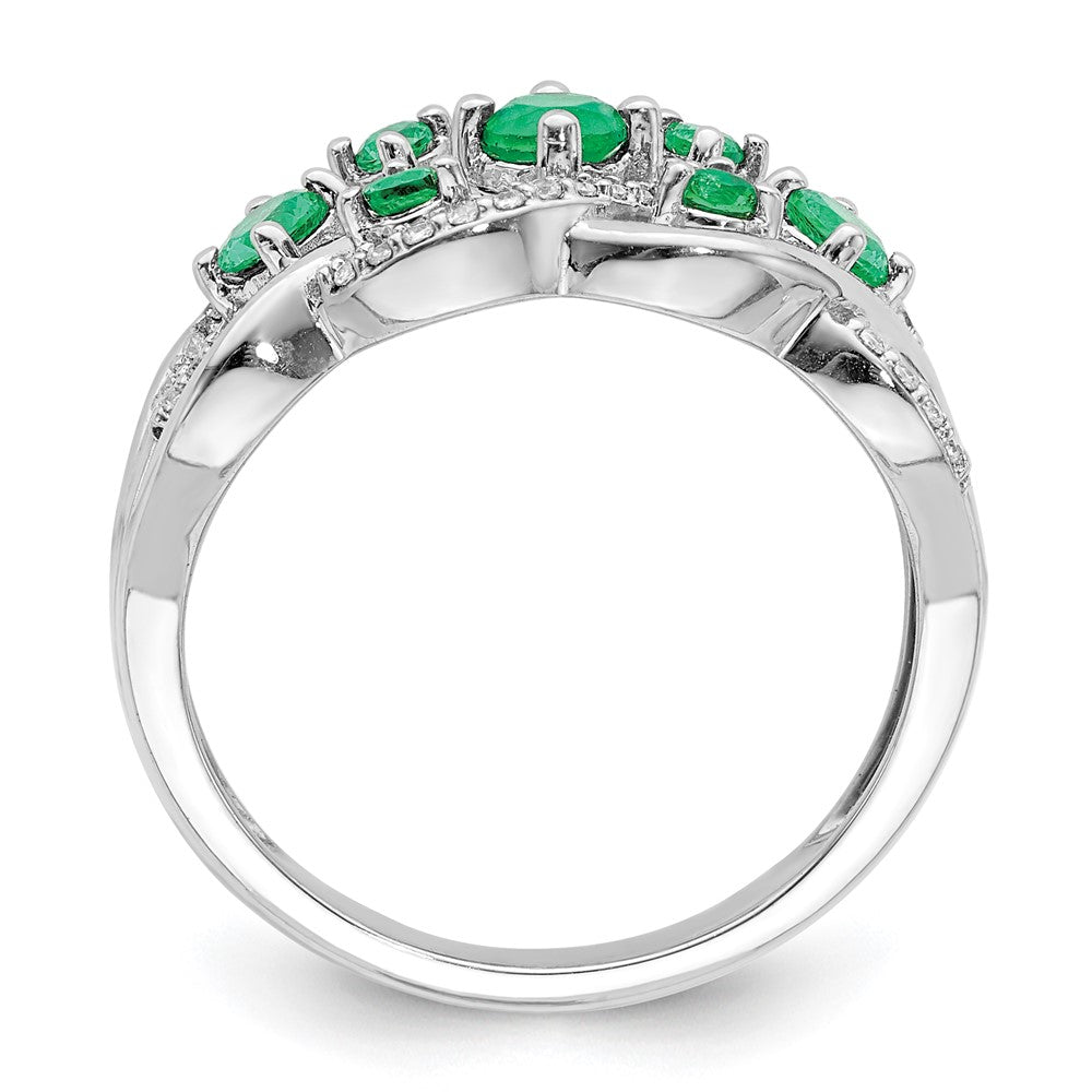14k White Gold Real Diamond and Emerald Fancy Ring
