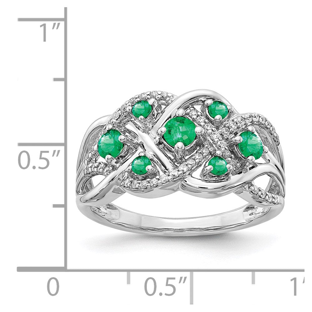 14k White Gold Real Diamond and Emerald Fancy Ring