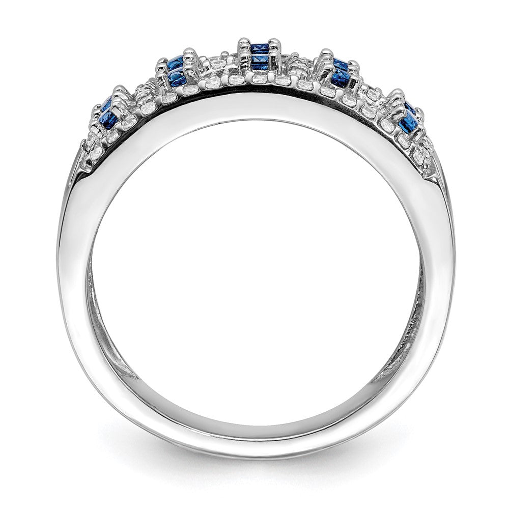 14k White Gold Real Diamond and Sapphire Fancy Ring