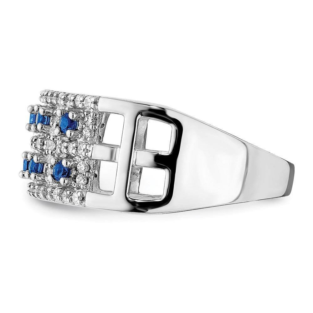 14k White Gold Real Diamond and Sapphire Fancy Ring