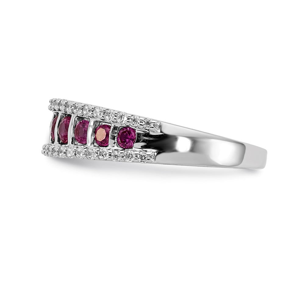 14k White Gold Real Diamond and Ruby Fancy Ring