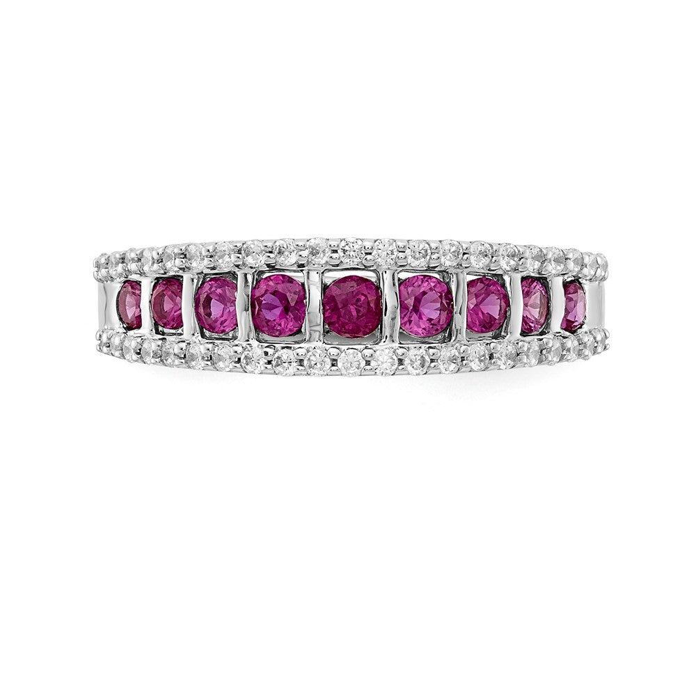 14k White Gold Real Diamond and Ruby Fancy Ring