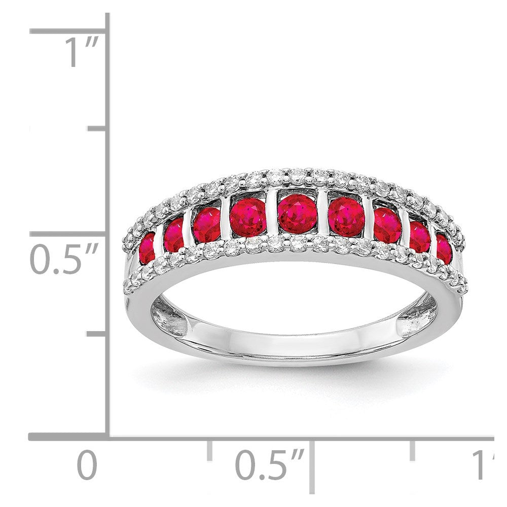 14k White Gold Real Diamond and Ruby Fancy Ring