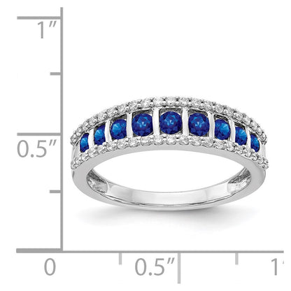 14k White Gold Real Diamond and Sapphire Fancy Ring