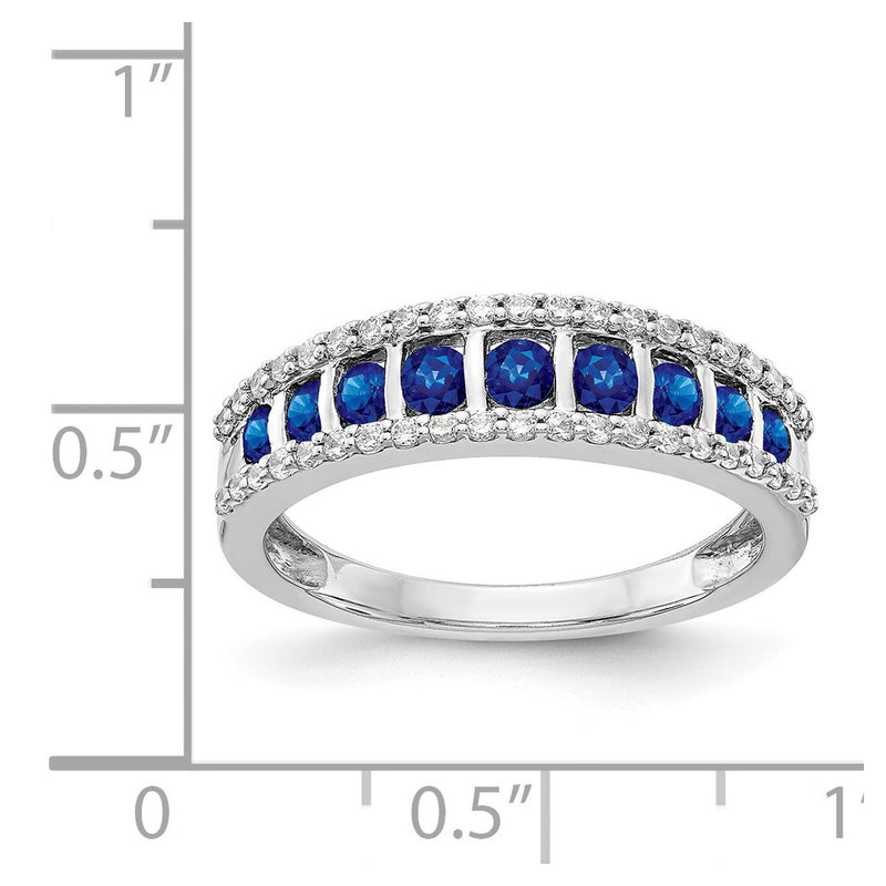 14k White Gold Real Diamond and Sapphire Fancy Ring