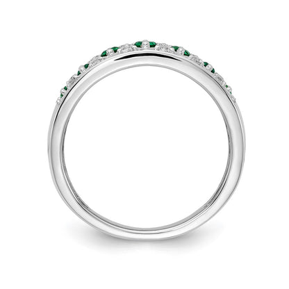 14k White Gold Real Diamond and Emerald Fancy Ring