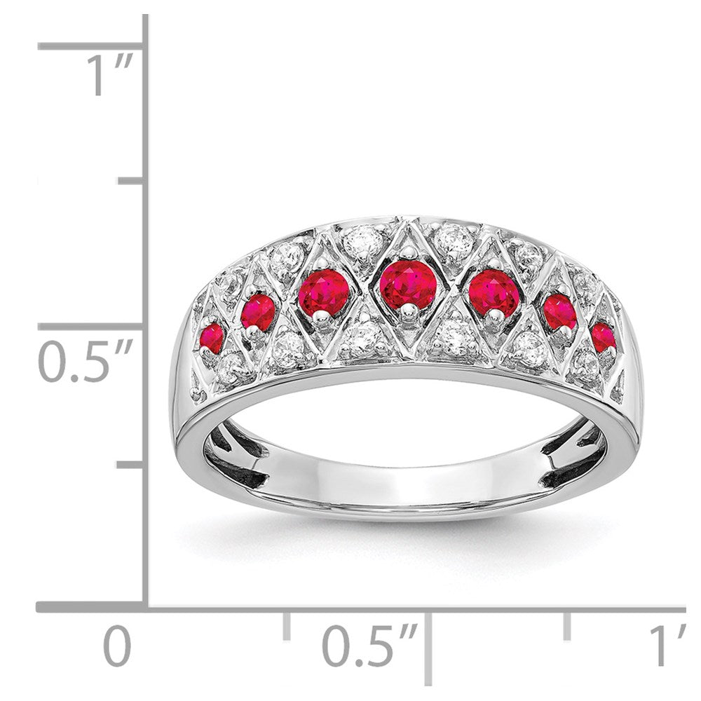 14k White Gold Real Diamond and Ruby Fancy Ring