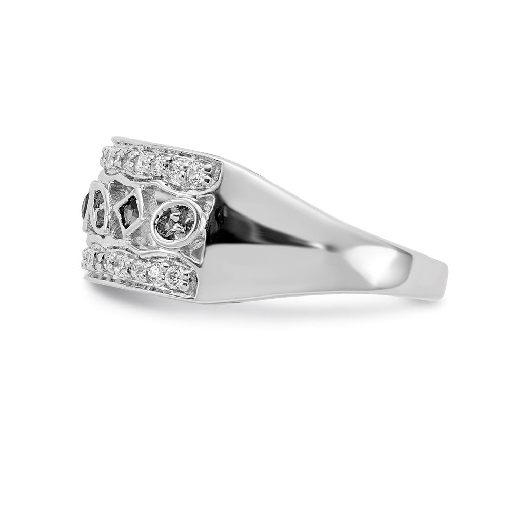 14k White Gold Real Diamond & Emerald Fancy Ring